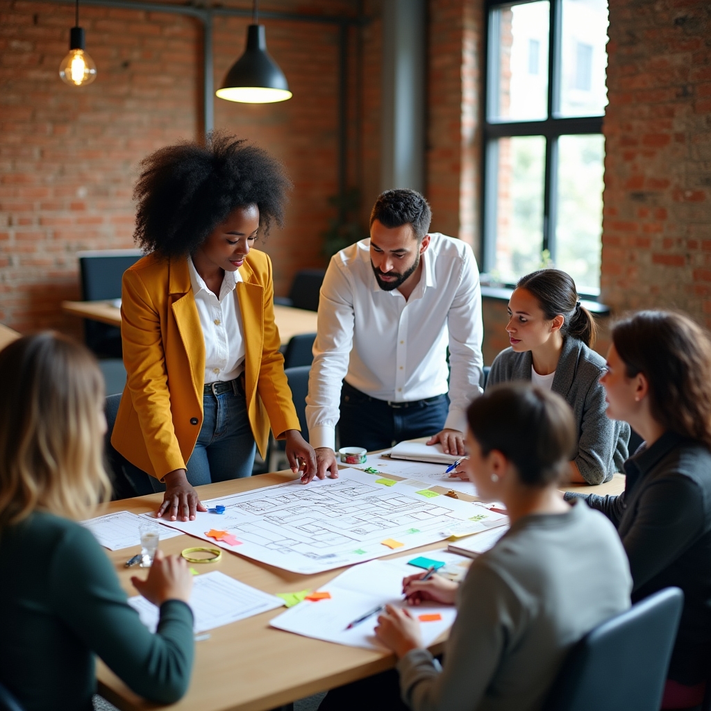 Gruppe analysiert gemeinsam Organisationsstrukturen im Workshop